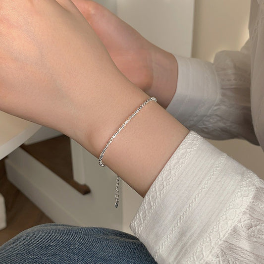 Whispering Crushed Silver Bracelets｜Stackable Soulmate Jewelry in Sterling Silver｜Ethereal Indie Gift