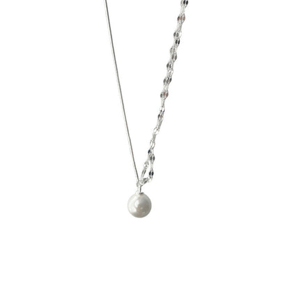 Korean-inspired Pearl & Snake Chain Necklace｜925 Sterling Silver Layering Choker｜Adjustable Dual Strand "Moonlit Serenade on Your Collarbone"