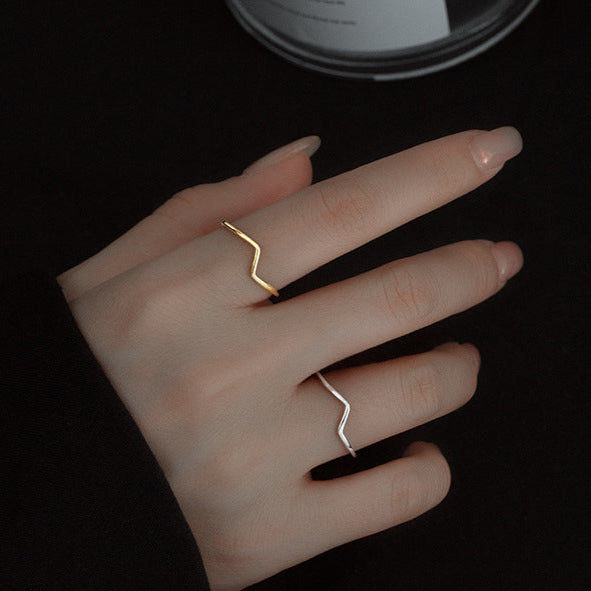 Lightning Bolt Z Letter Ring in 925 Silver | Women's Retro Minimalist Band | Luxe & Versatile | Trendy Fashion