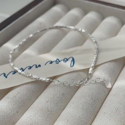 Whispering Crushed Silver Bracelets｜Stackable Soulmate Jewelry in Sterling Silver｜Ethereal Indie Gift